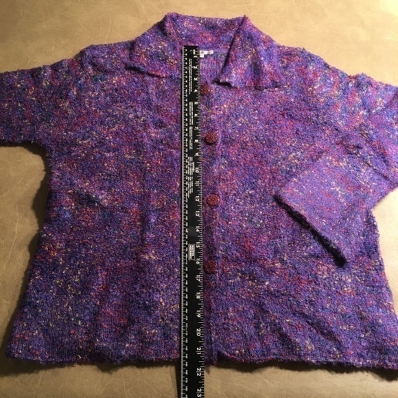 TINU & STU Cardigan, PURPLE BOUCLE, Long/Bell Sleeve, NWOT, Size L - Picture 7 of 8